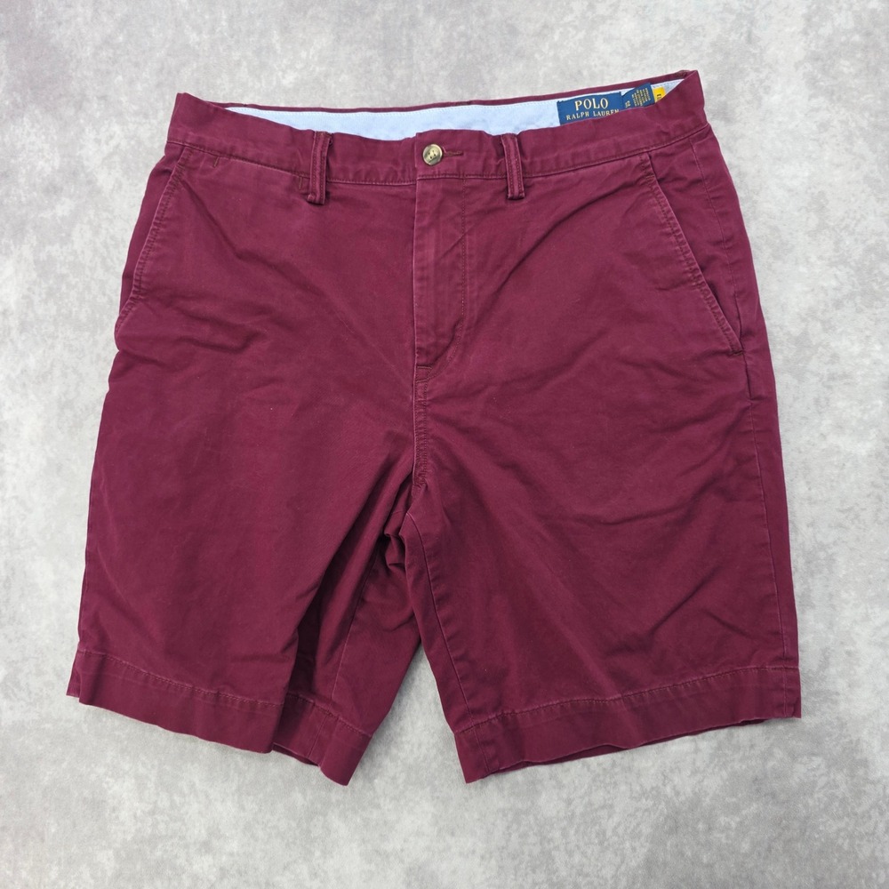 Polo Ralph Lauren Chino Shorts Mens 32W Classic Fit 10" Burgundy Maroon Fits 34W